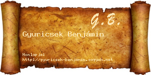 Gyuricsek Benjámin névjegykártya